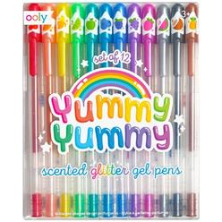 ooly, yummy yummy scented glitter gel pens, set of 12, multicolor pens for arts and crafts, cute school supplies for all ages