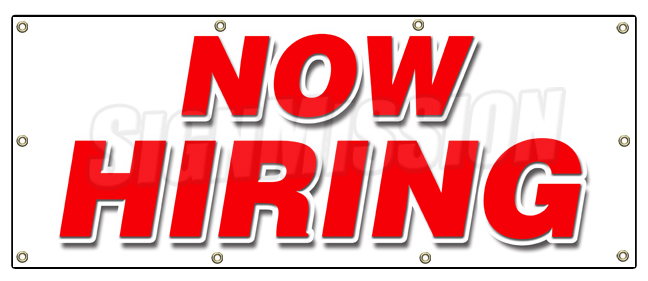 SignMission B-96 Now Hiring 36 x 96 in. Now Hiring Banner Sign