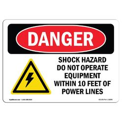 SignMission OS-DS-A-710-L-1699 7 x 10 in. OSHA Danger Sign - Shock Hazard Do Not Operate within 10 Feet