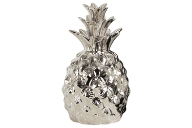 Urban Trends Collection 43706 Ceramic Pineapple Figurine&#44; Dark Silver