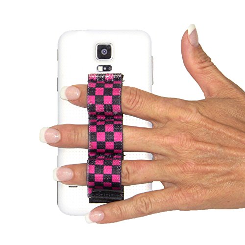 Lazy-Hands 201488 3-Loop Grip For Oversized Phones - Fits Most  Black &amp; Pink Checkers