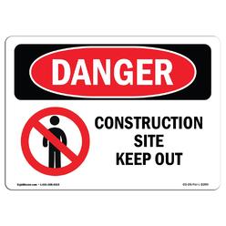 SignMission OS-DS-A-710-L-1099 7 x 10 in. OSHA Danger Sign - Construction Site Keep Out