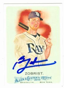 Autograph Warehouse 78097 Ben Zobrist Autographed Baseball Card Tampa Bay Rays 2010 Topps Allen and Ginters No .179