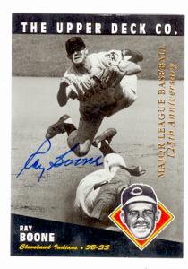Autograph Warehouse 88284 Ray Boone Autographed Baseball Card Cleveland Indians 1994 Upper Deck All Time Heroes No. 22 Gold