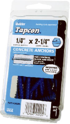 ITW BRANDS 24230 25 Pack 0.25 x 2.75 in. Hex Washer Head Concrete Anchors