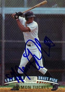 Autograph Warehouse 51070 Mamon Tucker Autographed Baseball Card Baltimore Orioles 1999 Topps Stadium Club No .158