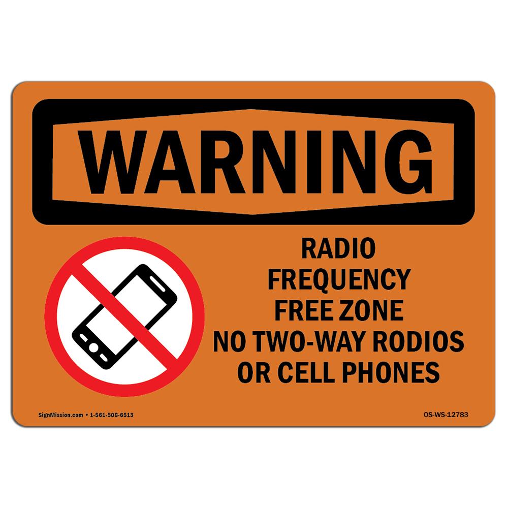 SignMission OS-WS-A-1218-L-12783 12 x 18 in. OSHA Warning Sign - Radio Frequency Free Zone with Symbol