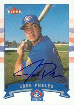 Autograph Warehouse 104257 Josh Phelps Autographed Baseball Card Toronto Blue Jays 2002 Fleer No. 386