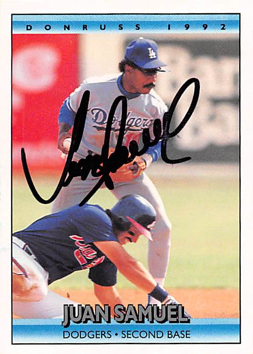 Autograph 158330 Los Angeles Dodgers 1992 Donruss No. 105 Juan Samuel Autographed Baseball Card
