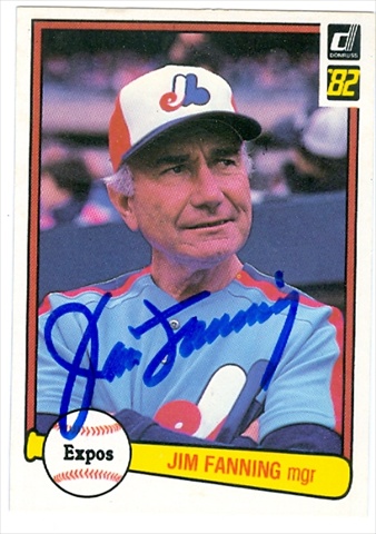 Autograph Warehouse 38378 Jim Fanning Autographed Baseball Card Montreal Expos 1982 Donruss No. 492