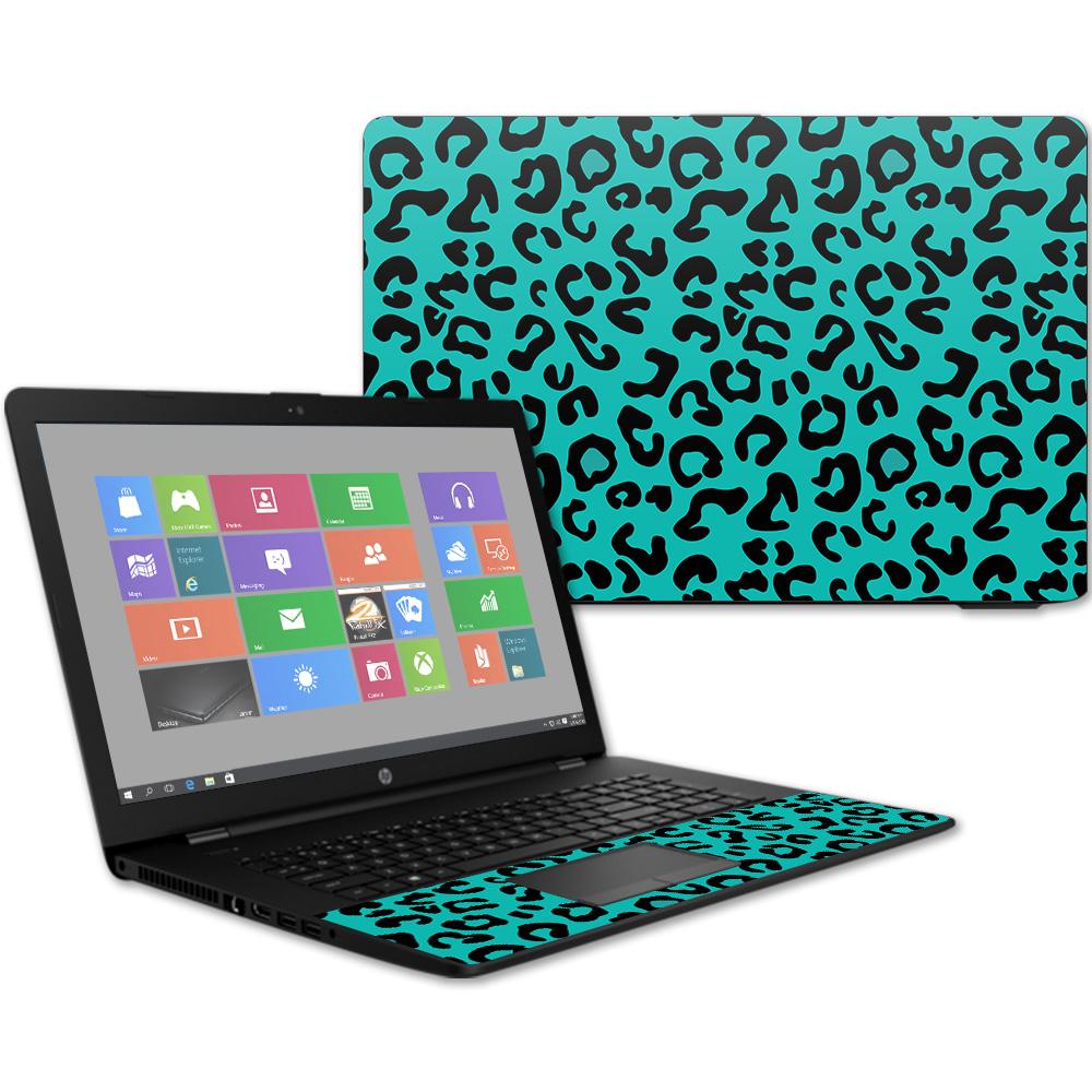 MightySkins CF-HP17T-Teal Leopard Carbon Fiber Skin Decal Wrap for HP 17T Laptop 17.3 in. 2017 - Teal Leopard