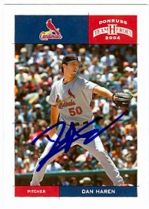 Autograph Warehouse 51768 Dan Haren Autographed Baseball Card 2004 Donruss Team Heroes No .388 St. Louis Cardinals - Los Angeles Angels All Star Pit