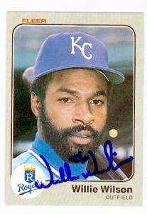 Autograph Warehouse 69161 Willie Wilson Autographed Baseball Card Kansas City Royals 1983 Fleer No. 128