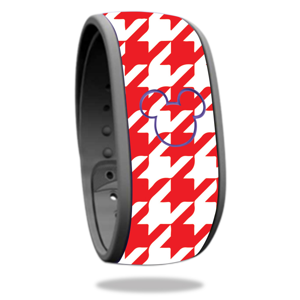 MightySkins DIMABA-Red Houndstooth Skin Decal Wrap for Disney Magic Band - Red Houndstooth