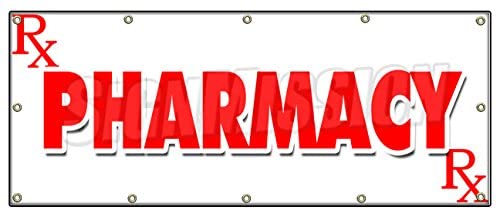 SignMission B-120 Pharmacy 48 x 120 in. Pharmacy Banner Sign - Prescription Drugs Beauty Deliver Open Medical