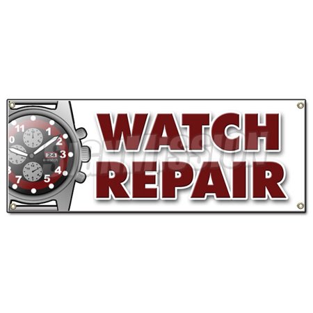 SignMission B-Watch Repair Watch Repair Banner Sign - Batteries Batterys Jewelry Gems Bands Appraisals Sales