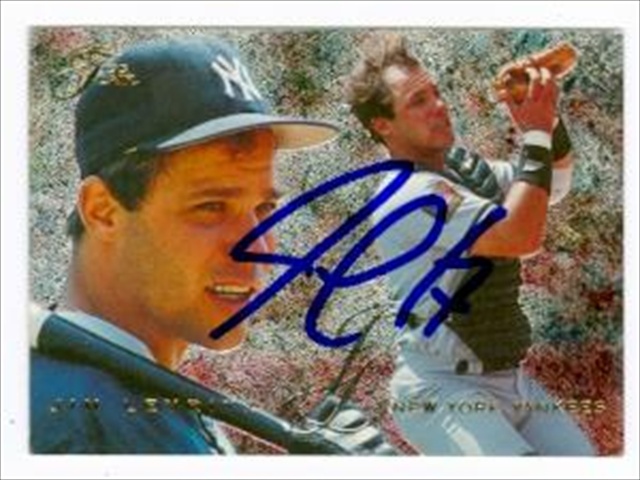 Autograph Warehouse 42184 Jim Leyritz Autographed Baseball Card New York Yankees 1995 Flair No. 65
