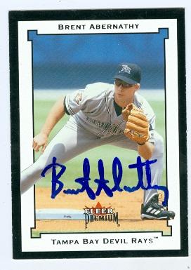 Autograph Warehouse Brent Abernathy autographed baseball card (Tampa Bay Devils Rays) 2002 Fleer Premium No.24