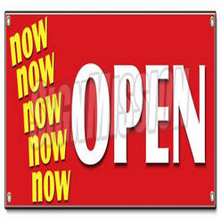 SignMission B-Now Open 18 x 48 in. Banner Sign - Now Open - Grand Opening New Store for Business Shop Sale New Location