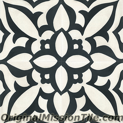 Original Mission Tile F88254-01 Zebra 01 Cement Tiles&#44; Black & White - Box of 12