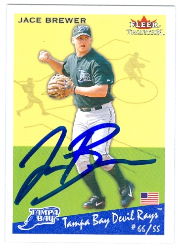 Autograph Warehouse 29072 Jace Brewer Autographed Baseball Card Tampa Bay Devil Rays