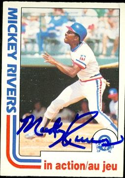 Autograph Warehouse 49187 Mickey Rivers Autographed Baseball Card Texas Rangers 1982 O-Pee-Chee In Action No .51