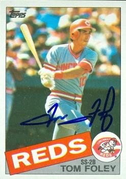 Autograph Warehouse 56902 Tom Foley Autographed Baseball Card Cincinnati Reds 1985 Topps No .107
