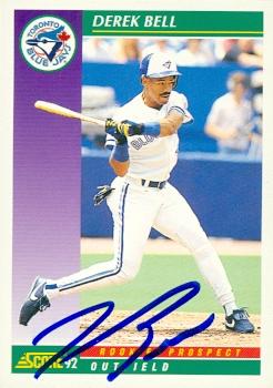 Autograph Warehouse 102970 Derek Bell Autographed Baseball Card Toronto Blue Jays 1992 Score No. 402 Rookie Prospect