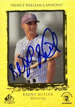 Autograph Warehouse 79396 Brent Butler Autographed Baseball Card Minor League 1999 Ud Sp Top Prospects No .24