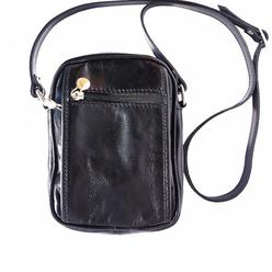 Italian Artisan 81-7625-Black Unisex Luxury Handmade Genuine Leather Small Travel Bag&#44; Black