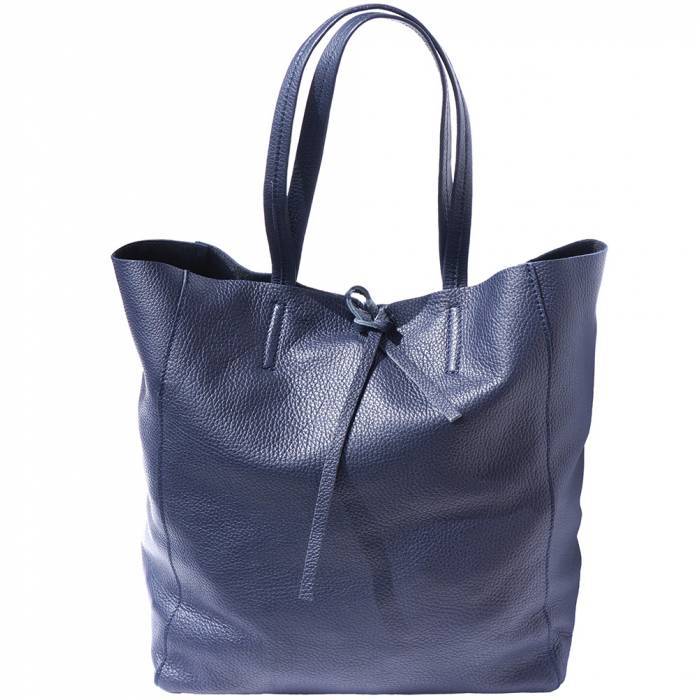 Italian Artisan 19-9121-Darkblue Babila Womens Leather Shopping Handbag&#44; Dark Blue
