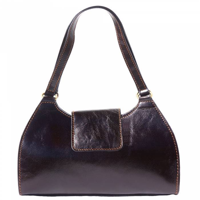Italian Artisan 138-6414-DarkBrown Floriana Womens Luxury Soft Calf Skin Leather Handbag - Made in Italy&#44; Dark Brown