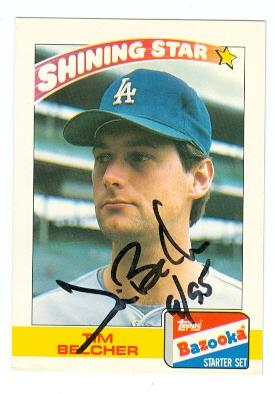 Autograph Warehouse Tim Belcher autographed baseball card (Los Angeles Dodgers) 1989 Topps Bazooka No.1 Shinning Star