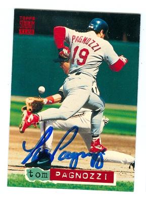 Autograph Warehouse Tom Pagnozzi autographed baseball card (St Louis Cardinals) 1994 Topps Stadium Club No.122
