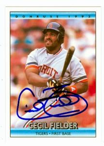 Autograph Warehouse 69178 Cecil Fielder Autographed Baseball Card Detroit Tigers 1992 Donruss No. 206