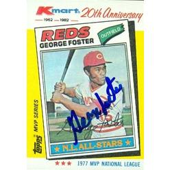 Autograph Warehouse 56936 George Foster Autographed Baseball Card Cincinnati Reds 1982 Topps Kmart No .32