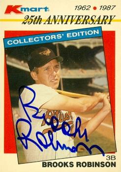 Autograph Warehouse 50949 Brooks Robinson Autographed Baseball Card Baltimore Orioles 1987 Topps Kmart 25Th Anniversary No .9