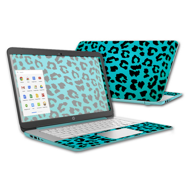 MightySkins HPCH142-Teal Leopard Skin Compatible with HP Chromebook 14 2015 Case Wrap Cover Sticker - Teal Leopard