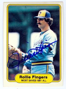 Autograph 119600 Milwaukee Brewers 1982 Fleer No. 644 Most Saves Al 1981 Rollie Fingers Autographed Baseball Card