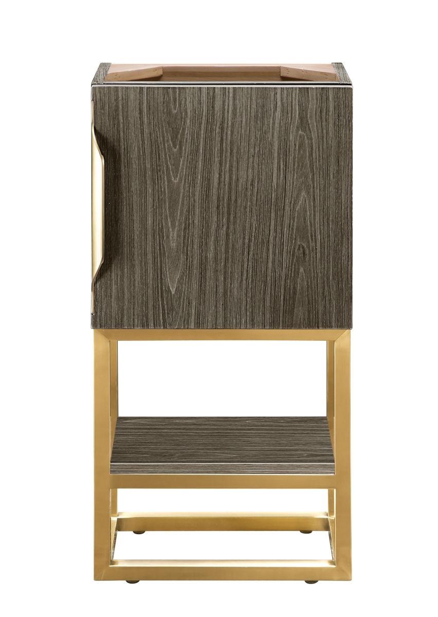 James Martin Furniture 388-V16-AGR-RGD 16 in. Columbia Single Vanity Cabinet&#44; Ash Gray & Radiant Gold