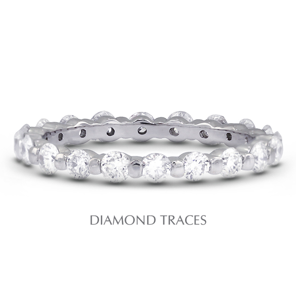 Diamond Traces UD-EWB102-8925 18K White Gold Bar Setting 3.01 Carat Total Natural Diamonds Classic Eternity Ring