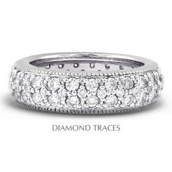 Diamond Traces UD-EWB357-6949 14K White Gold Pave Setting 1.76 Carat Total Natural Diamonds Two Row with Milgrain Eternity Ring