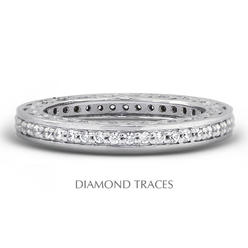 Diamond Traces UD-EWB452-8884 14K White Gold Pave Setting 0.58 Carat Total Natural Diamonds Vintage Eternity Ring