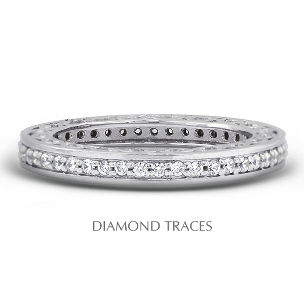 Diamond Traces UD-EWB452-6051 14K White Gold Pave Setting 0.58 Carat Total Natural Diamonds Vintage Eternity Ring