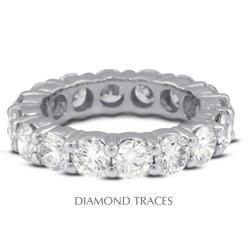 Diamond Traces UD-EWB100-7204 18K White Gold 4-Prong Setting 1.36 Carat Total Natural Diamonds Classic Eternity Ring