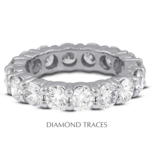 Diamond Traces UD-EWB100-8878 14K White Gold 4-Prong Setting 1.48 Carat Total Natural Diamonds Classic Eternity Ring