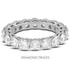 Diamond Traces UD-EWB446-4483 14K White Gold 4-Prong Setting 1.36 Carat Total Natural Diamonds Basket Eternity Ring