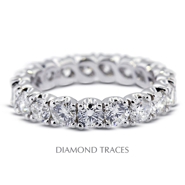 Diamond Traces UD-EWB300-4598 14K White Gold 4-Prong Setting 1.27 Carat Total Natural Diamonds Classic Eternity Ring