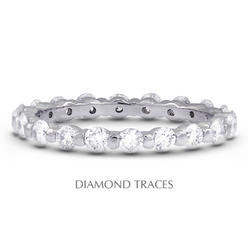 Diamond Traces UD-EWB102-8839 14K White Gold Bar Setting 1.51 Carat Total Natural Diamonds Classic Eternity Ring