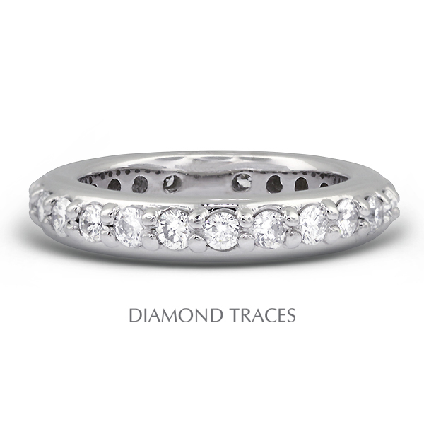 Diamond Traces UD-EWB450-7491 18K White Gold Pave Setting- 1.11 Carat Total Natural Diamonds- Classic Eternity Ring